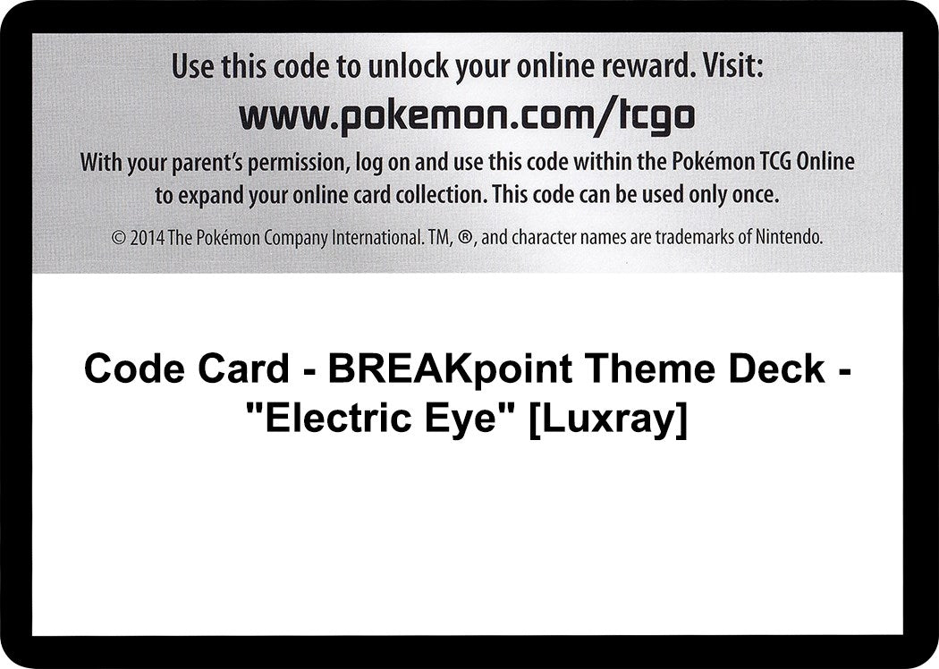 Image for Code Card - BREAKpoint Theme Deck - "Electric Eye" [Luxray] [XY - BREAKpoint] - Pokemon