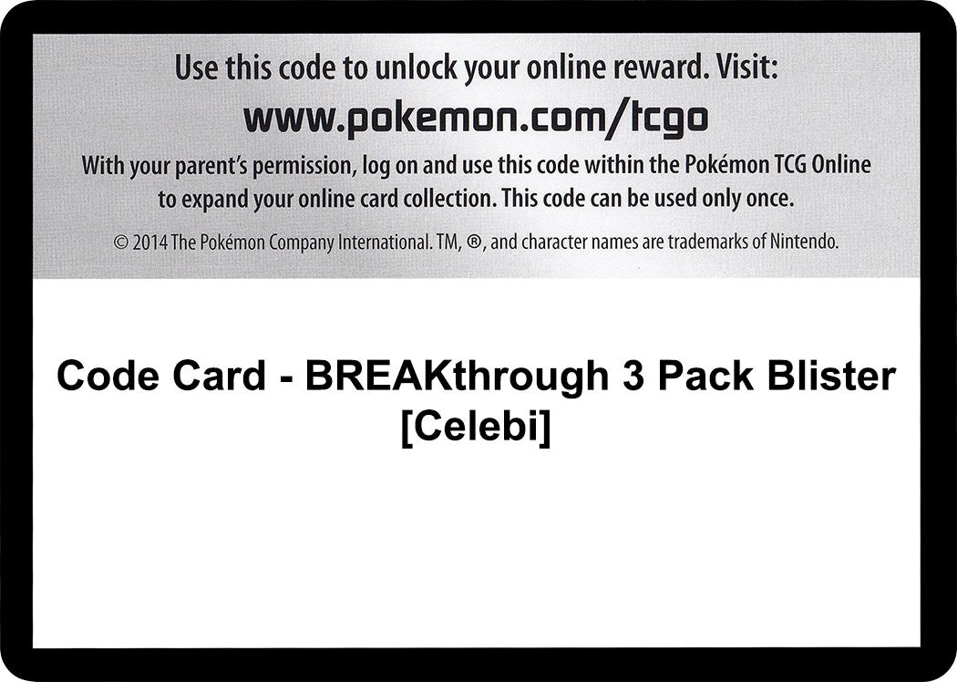 Image for Code Card - BREAKthrough 3 Pack Blister [Celebi] [XY - BREAKthrough] - Pokemon