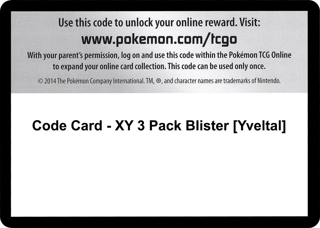 Image for Code Card - XY 3 Pack Blister [Yveltal] [XY - BREAKthrough] - Pokemon