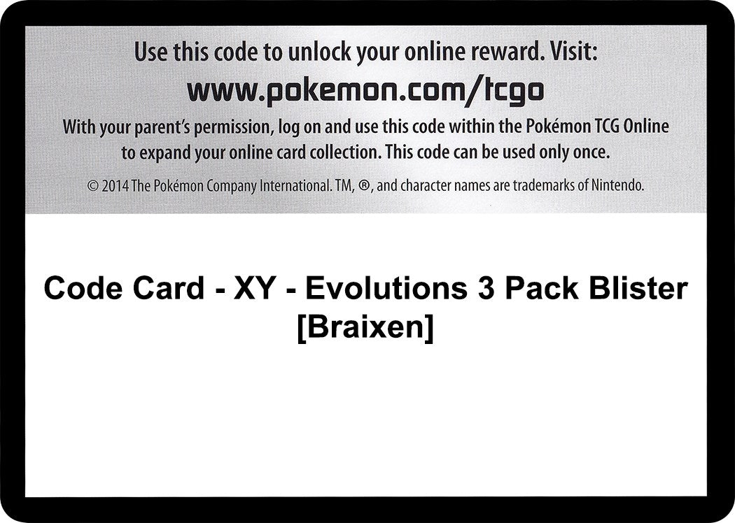 Image for Code Card - XY - Evolutions 3 Pack Blister [Braixen] [XY - Evolutions] - Pokemon