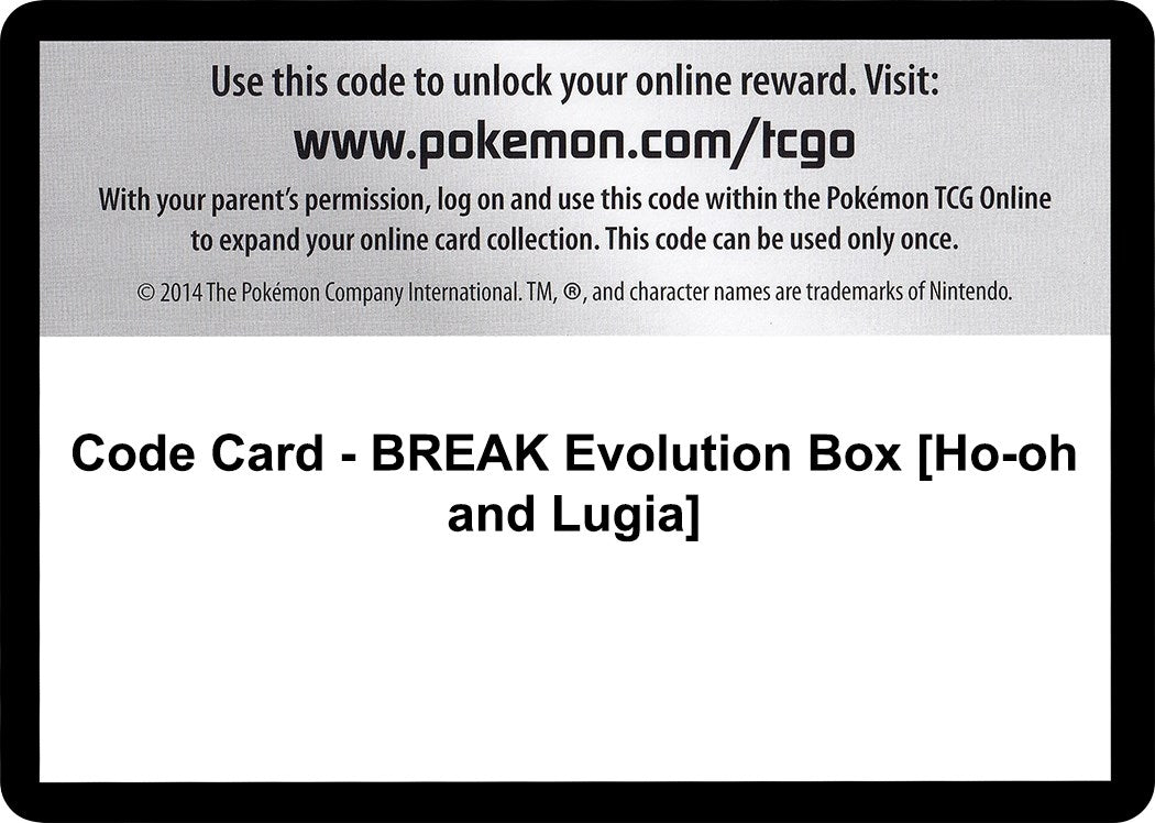 Image for Code Card - BREAK Evolution Box [Ho-oh and Lugia] [XY - Fates Collide] - Pokemon