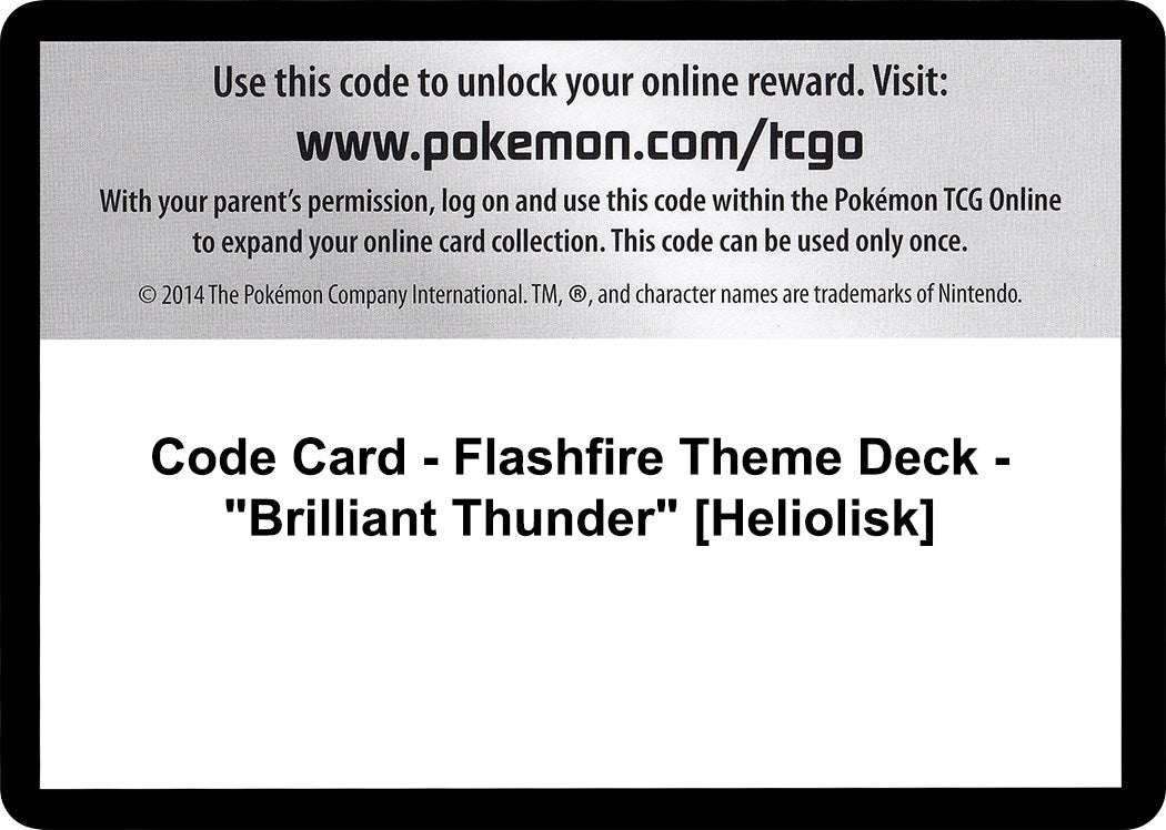 Image for Code Card - Flashfire Theme Deck - "Brilliant Thunder" [Heliolisk] [XY - Flashfire] - Pokemon