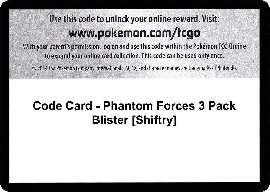 Image for Code Card - Phantom Forces 3 Pack Blister [Shiftry] [XY - Phantom Forces] - Pokemon