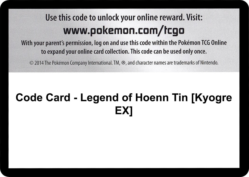 Image for Code Card - Legend of Hoenn Tin [Kyogre EX] [XY - Primal Clash] - Pokemon