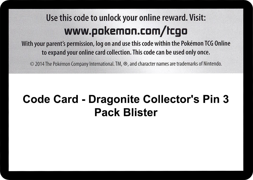 Image for Code Card - Dragonite Collector's Pin 3 Pack Blister [XY - Roaring Skies] - Pokemon