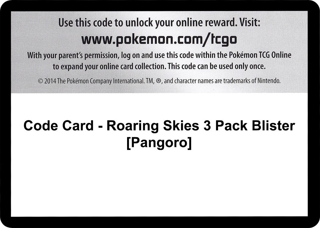 Image for Code Card - Roaring Skies 3 Pack Blister [Pangoro] [XY - Roaring Skies] - Pokemon
