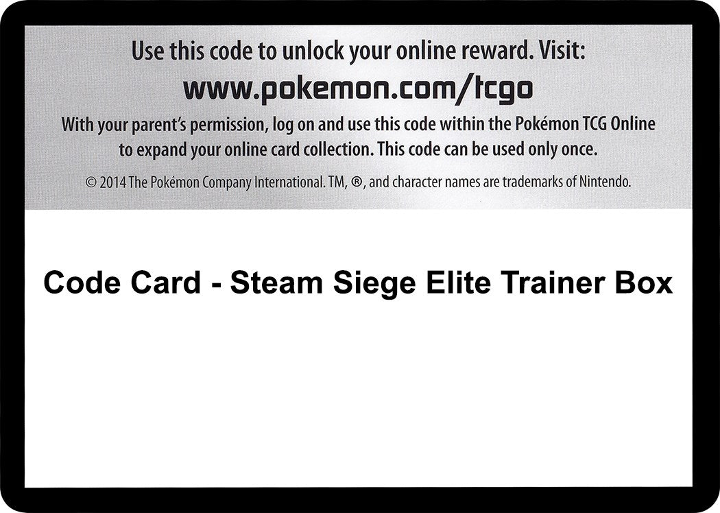 Image for Code Card - Steam Siege Elite Trainer Box [XY - Steam Siege] - Pokemon