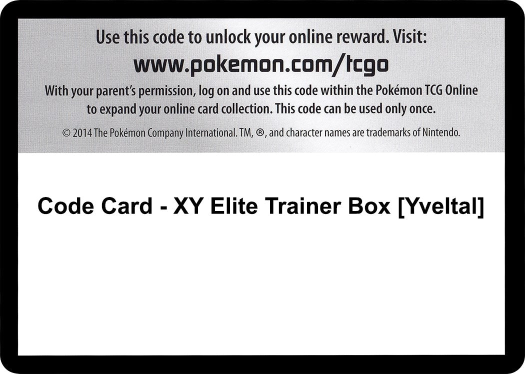 Image for Code Card - XY Elite Trainer Box [Yveltal] [XY Base Set] - Pokemon