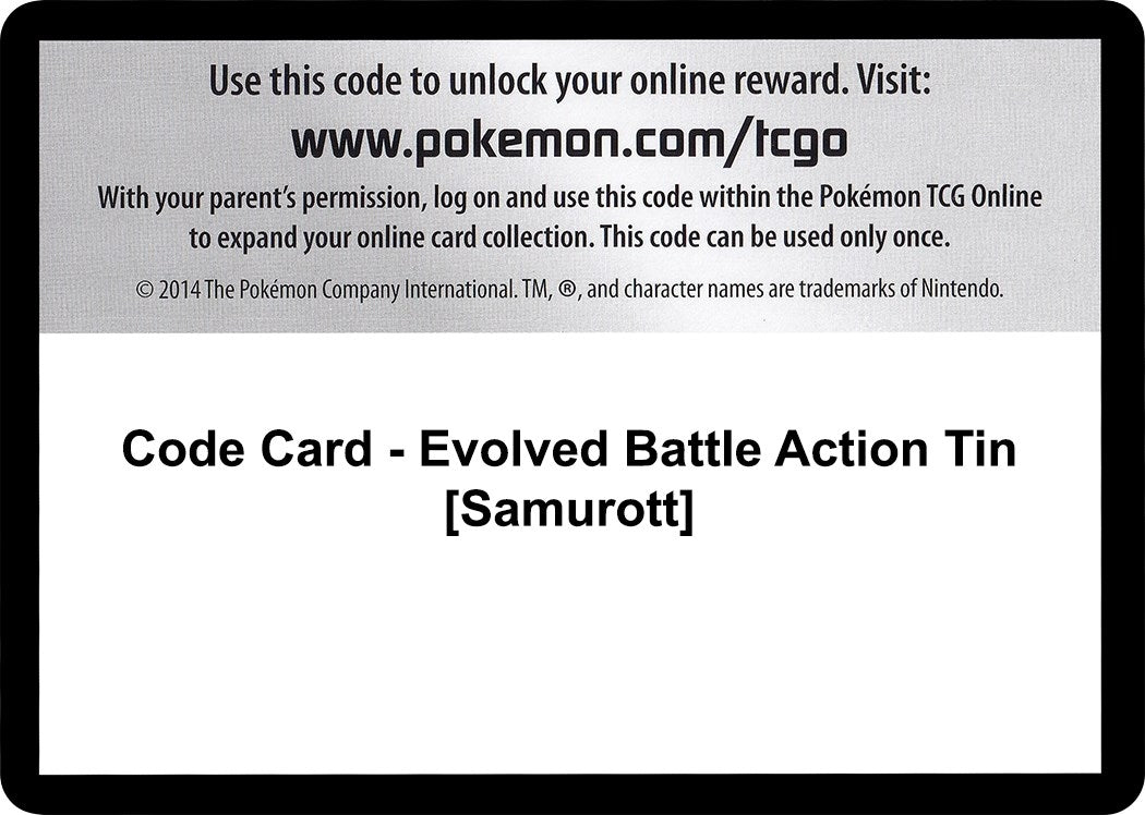 Image for Code Card - Evolved Battle Action Tin [Samurott] [Emerging Powers] - Pokemon