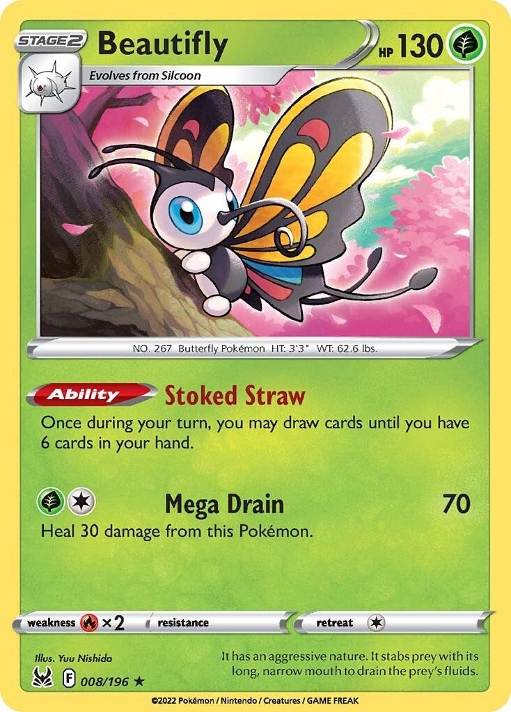 Image for Beautifly (008/196) [SWSH11: Lost Origin] - Pokemon