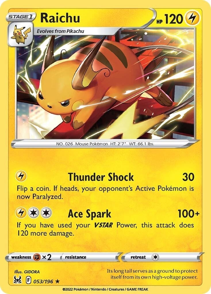 Image for Raichu (053/196) [SWSH11: Lost Origin] - Pokemon
