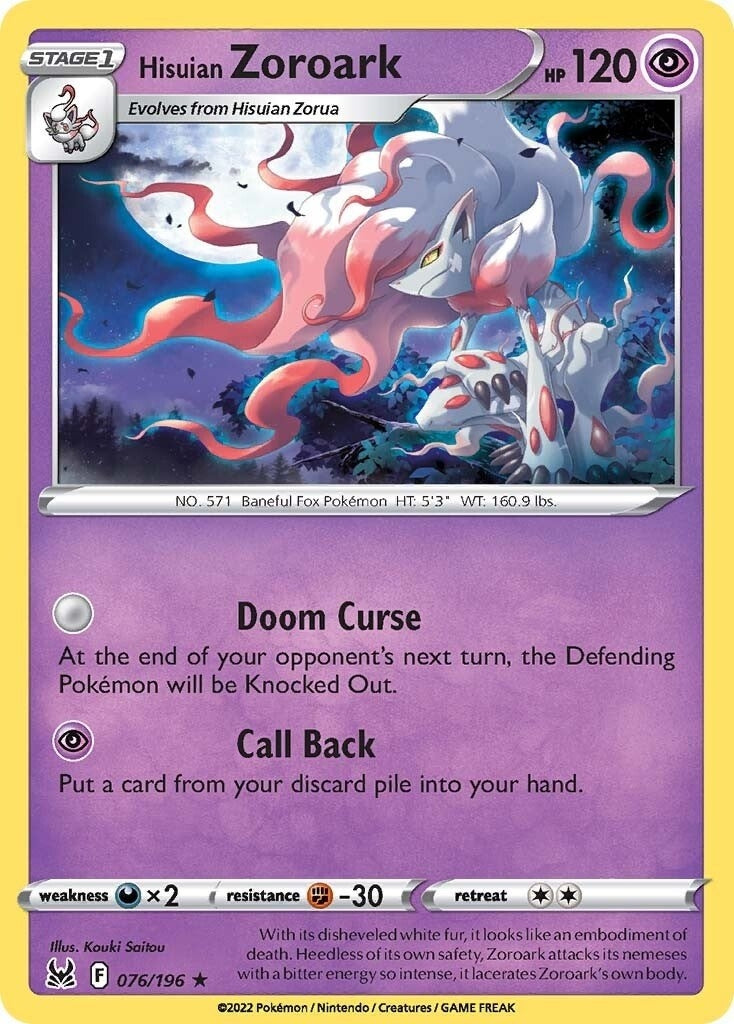 Image for Hisuian Zoroark (076/196) [SWSH11: Lost Origin] - Pokemon