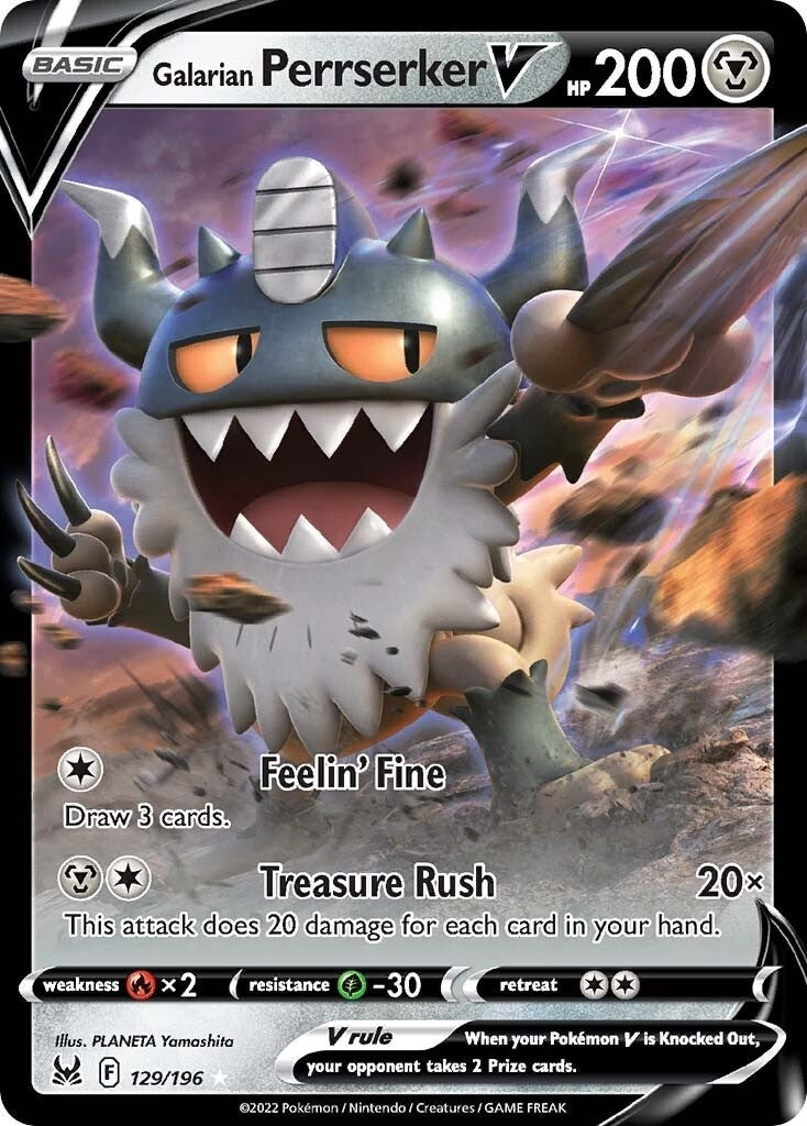 Image for Galarian Perrserker V (129/196) [SWSH11: Lost Origin] - Pokemon