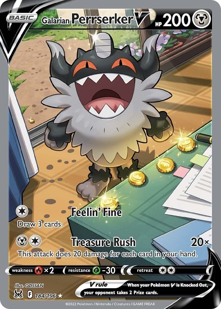 Image for Galarian Perrserker V (Alternate Full Art) (184/196) [SWSH11: Lost Origin] - Pokemon