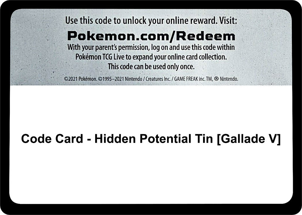 Image for Code Card - Hidden Potential Tin [Gallade V] [Miscellaneous Cards & Products] - Pokemon