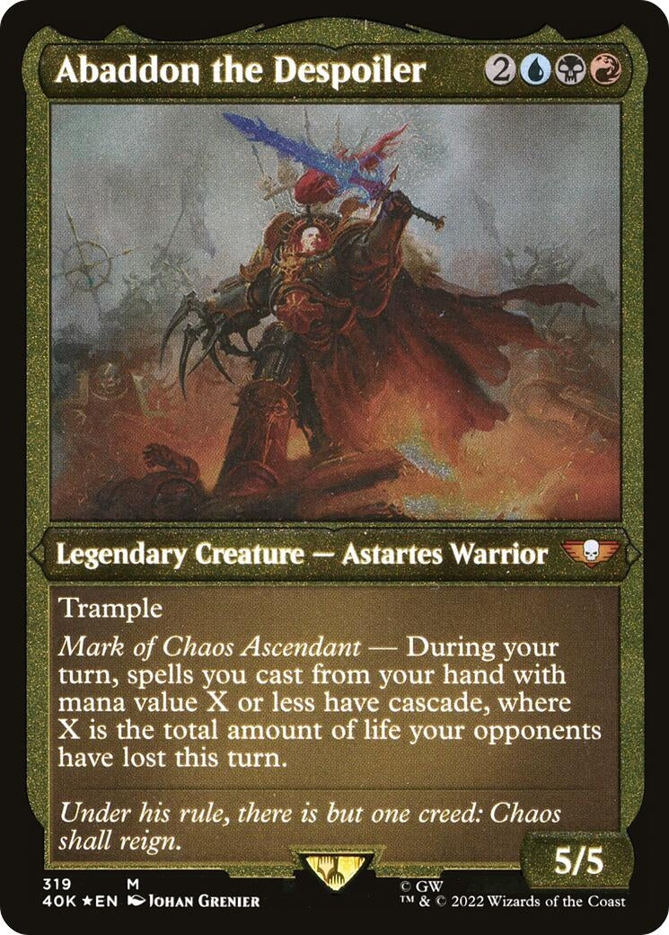 Image for Abaddon the Despoiler (Display Commander) (Foil Etched) - Thick Stock (319) [Universes Beyond: Warhammer 40,000] - Magic: The Gathering