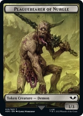 Image for Plaguebearer of Nurgle // Spawn Double-Sided Token (Surge Foil) (15 // 16) [Universes Beyond: Warhammer 40,000] - Magic: The Gathering