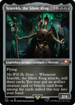 Image for Szarekh, the Silent King (Display Commander) (Surge Foil) - Thick Stock (177) [Universes Beyond: Warhammer 40,000] - Magic: The Gathering