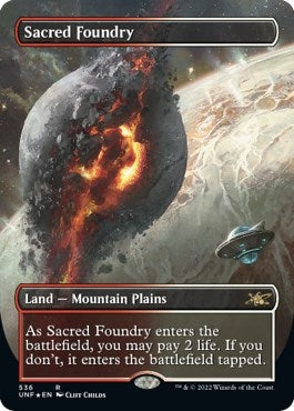 Image for Sacred Foundry (Borderless) (Galaxy Foil) (536) [Unfinity] - Magic: The Gathering