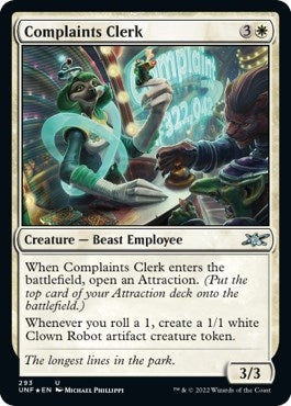 Image for Complaints Clerk (Galaxy Foil) (293) [Unfinity] - Magic: The Gathering