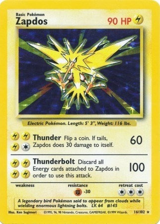 Image for Zapdos (016/102) [Base Set] - Pokemon