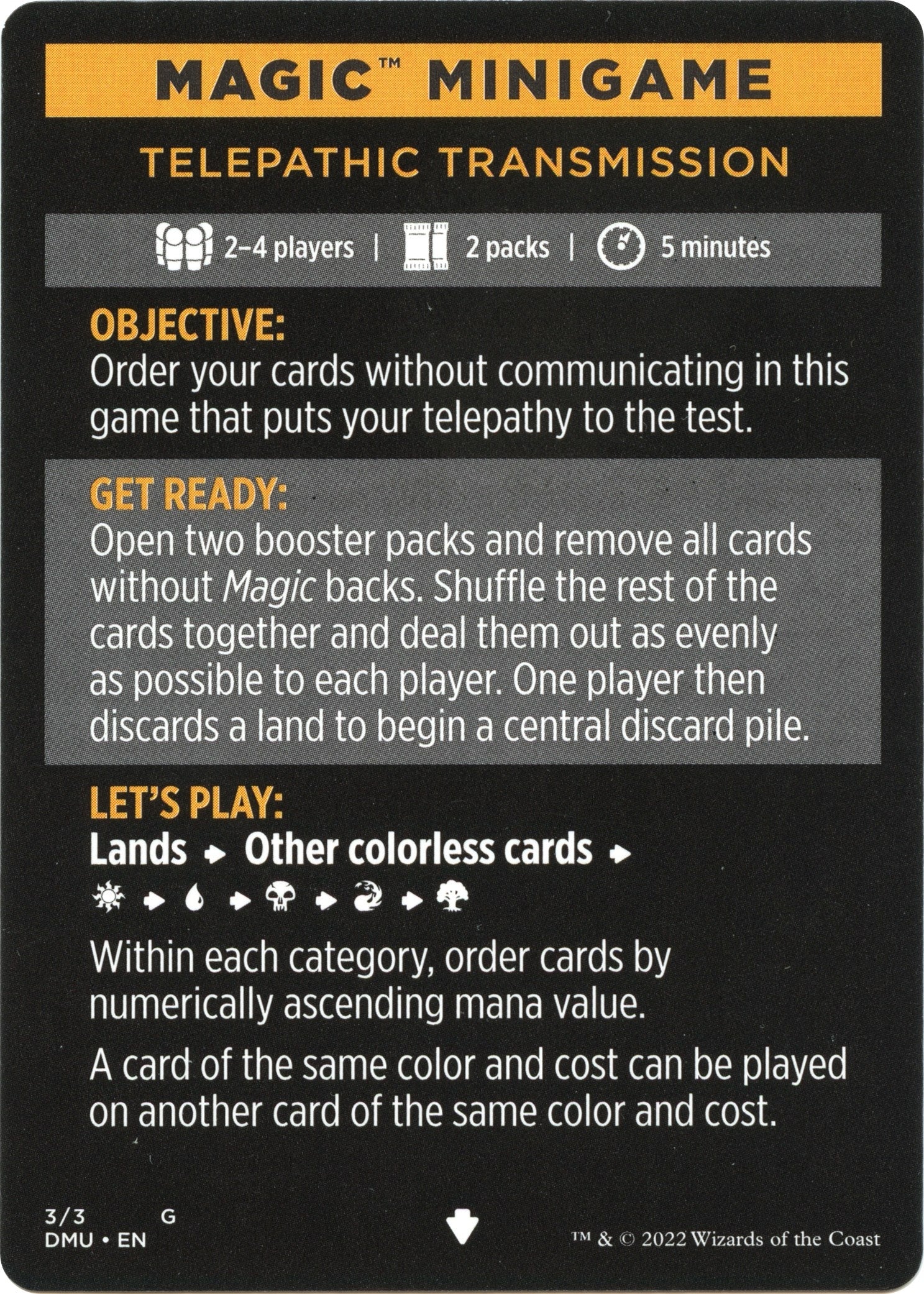 Image for Magic Minigame: Telepathic Transmission (3) [Dominaria United] - Magic: The Gathering