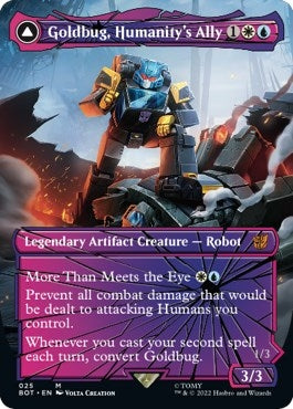 Image for Goldbug, Humanity's Ally (Shattered Glass) (25) [Universes Beyond: Transformers] - Magic: The Gathering