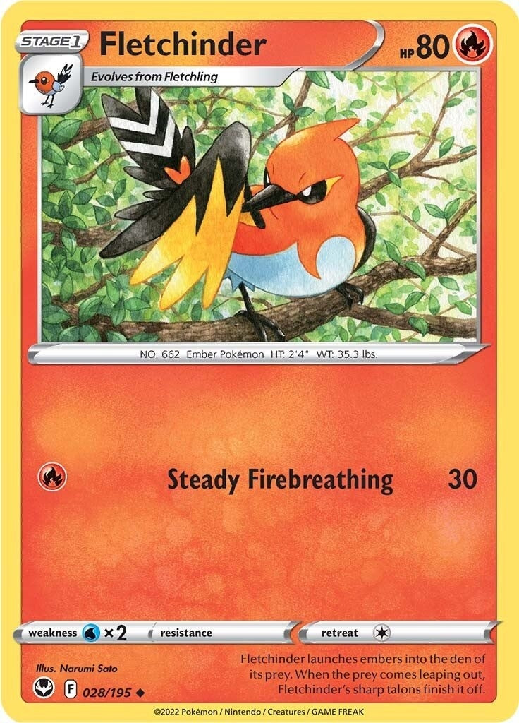 Image for Fletchinder (028/195) [SWSH12: Silver Tempest] - Pokemon