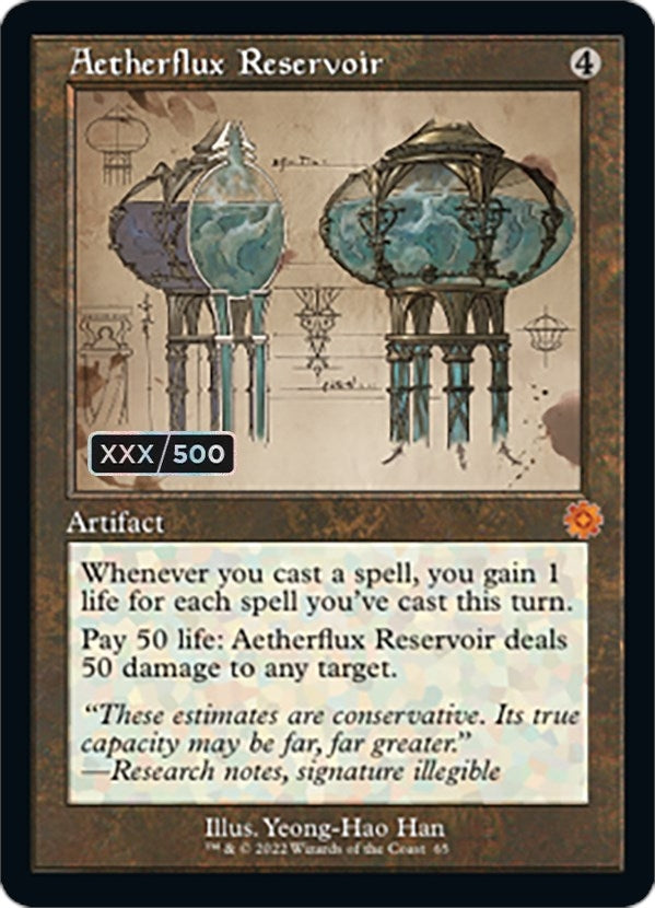 Image for Aetherflux Reservoir (Schematic) (Serial Numbered) (65) [The Brothers' War: Retro Frame Artifacts] - Magic: The Gathering