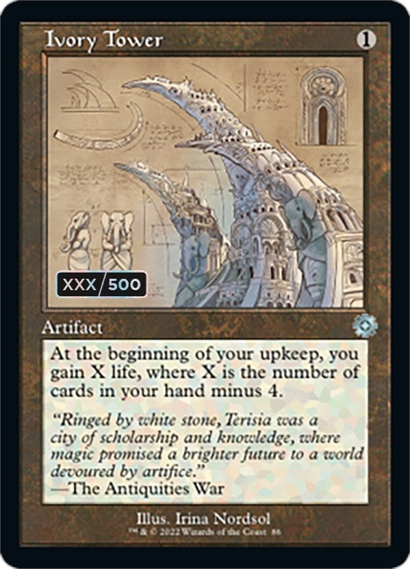 Image for Ivory Tower (Schematic) (Serial Numbered) (86) [The Brothers' War: Retro Frame Artifacts] - Magic: The Gathering