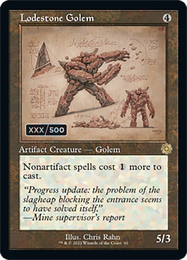 Image for Lodestone Golem (Schematic) (Serial Numbered) (92) [The Brothers' War: Retro Frame Artifacts] - Magic: The Gathering