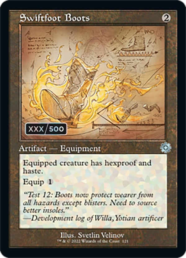 Image for Swiftfoot Boots (Schematic) (Serial Numbered) (121) [The Brothers' War: Retro Frame Artifacts] - Magic: The Gathering