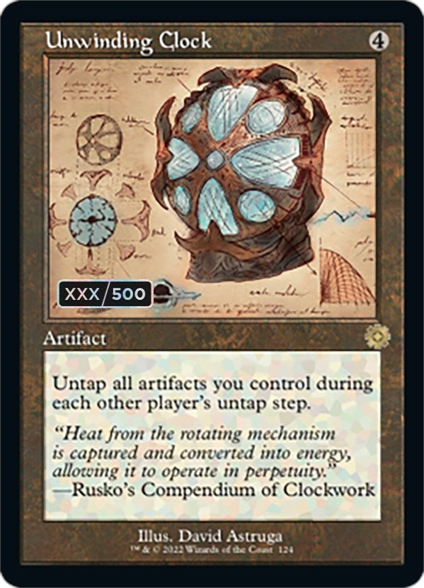 Image for Unwinding Clock (Schematic) (Serial Numbered) (124) [The Brothers' War: Retro Frame Artifacts] - Magic: The Gathering