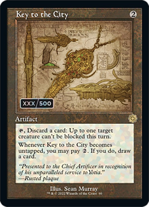 Image for Key to the City (Schematic) (Serial Numbered) (90) [The Brothers' War: Retro Frame Artifacts] - Magic: The Gathering