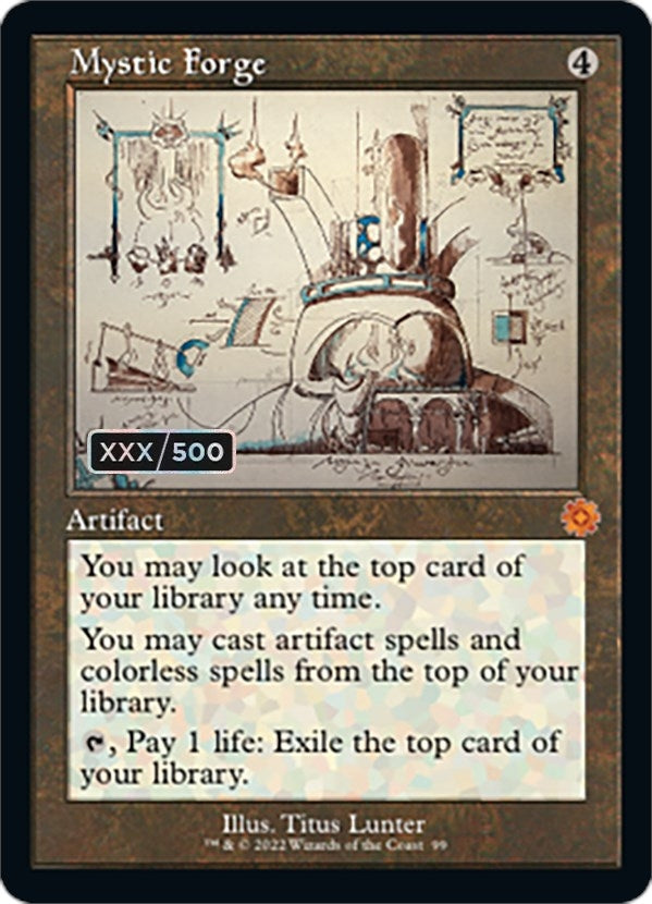 Image for Mystic Forge (Schematic) (Serial Numbered) (99) [The Brothers' War: Retro Frame Artifacts] - Magic: The Gathering