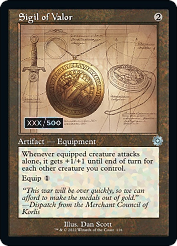 Image for Sigil of Valor (Schematic) (Serial Numbered) (116) [The Brothers' War: Retro Frame Artifacts] - Magic: The Gathering