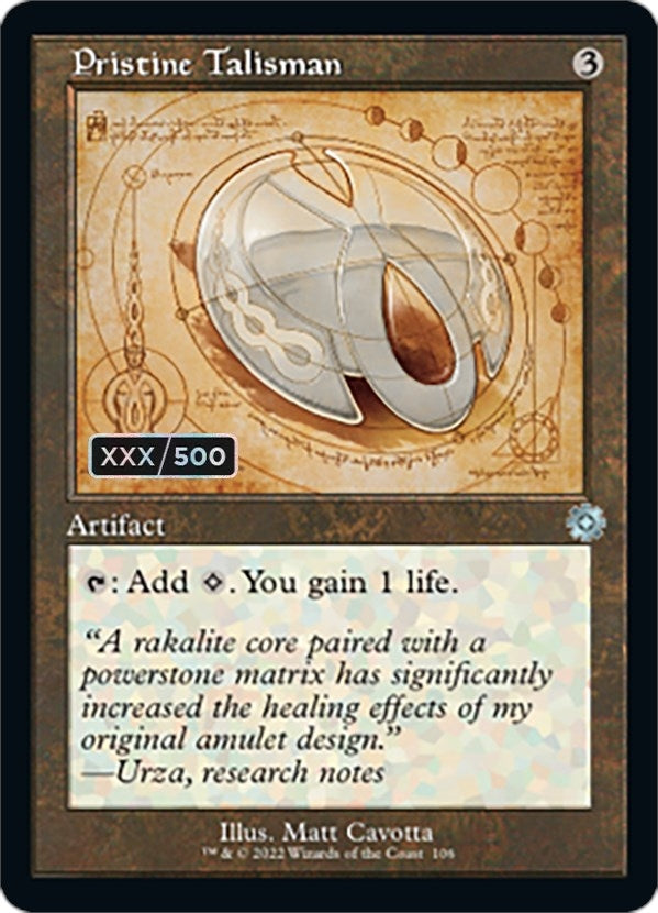 Image for Pristine Talisman (Schematic) (Serial Numbered) (106) [The Brothers' War: Retro Frame Artifacts] - Magic: The Gathering