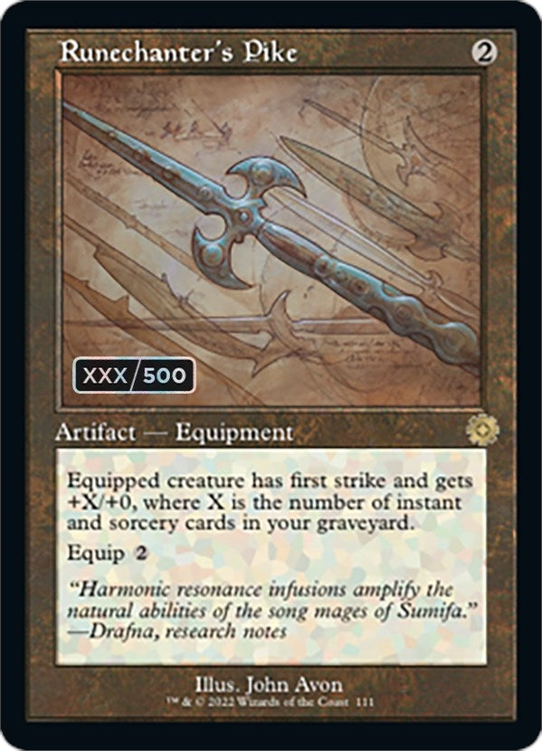 Image for Runechanter's Pike (Schematic) (Serial Numbered) (111) [The Brothers' War: Retro Frame Artifacts] - Magic: The Gathering