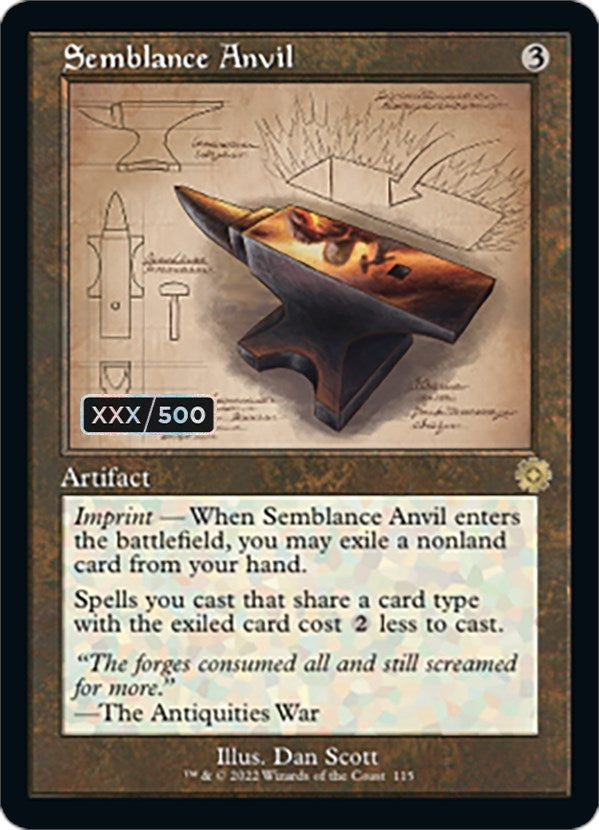 Image for Semblance Anvil (Schematic) (Serial Numbered) (115) [The Brothers' War: Retro Frame Artifacts] - Magic: The Gathering