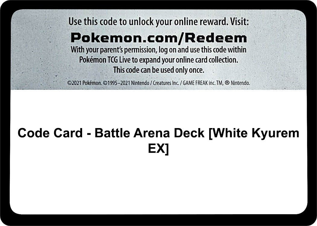 Image for Code Card - Battle Arena Deck [White Kyurem EX] [SM - Guardians Rising] - Pokemon