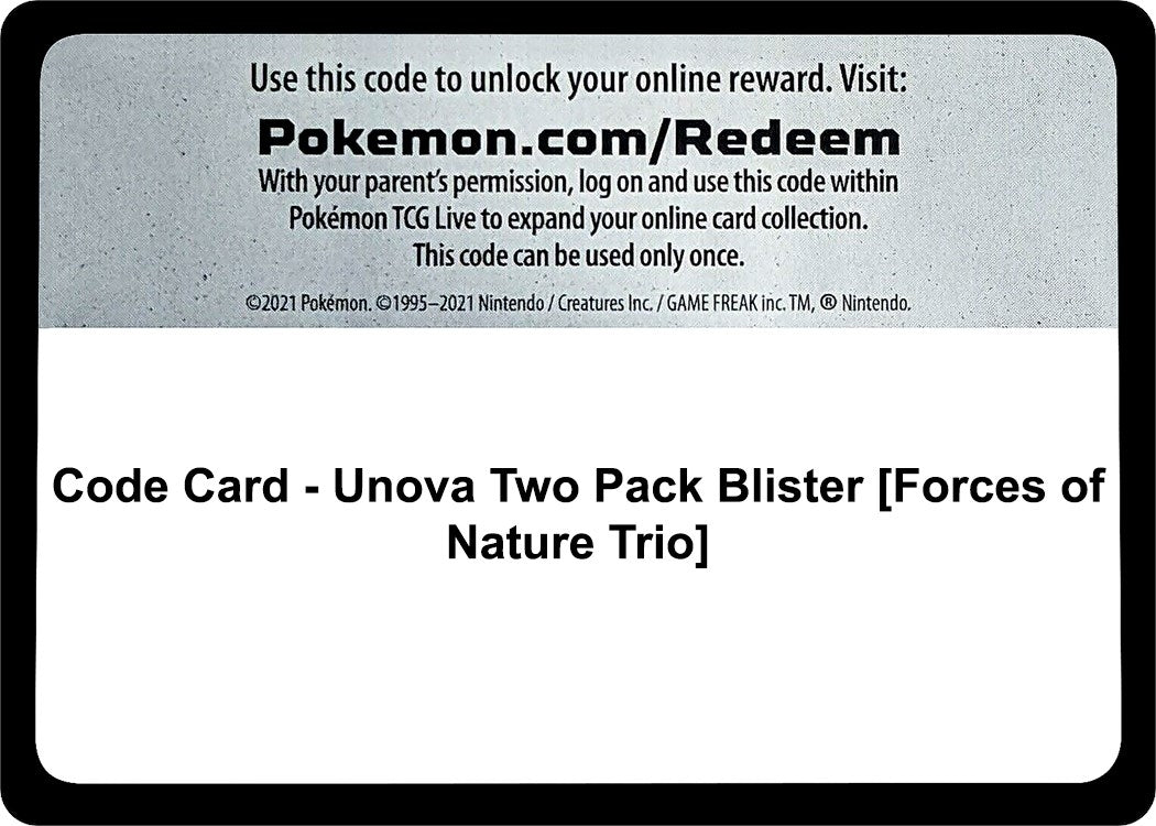 Image for Code Card - Unova Two Pack Blister [Forces of Nature Trio] [Miscellaneous Cards & Products] - Pokemon