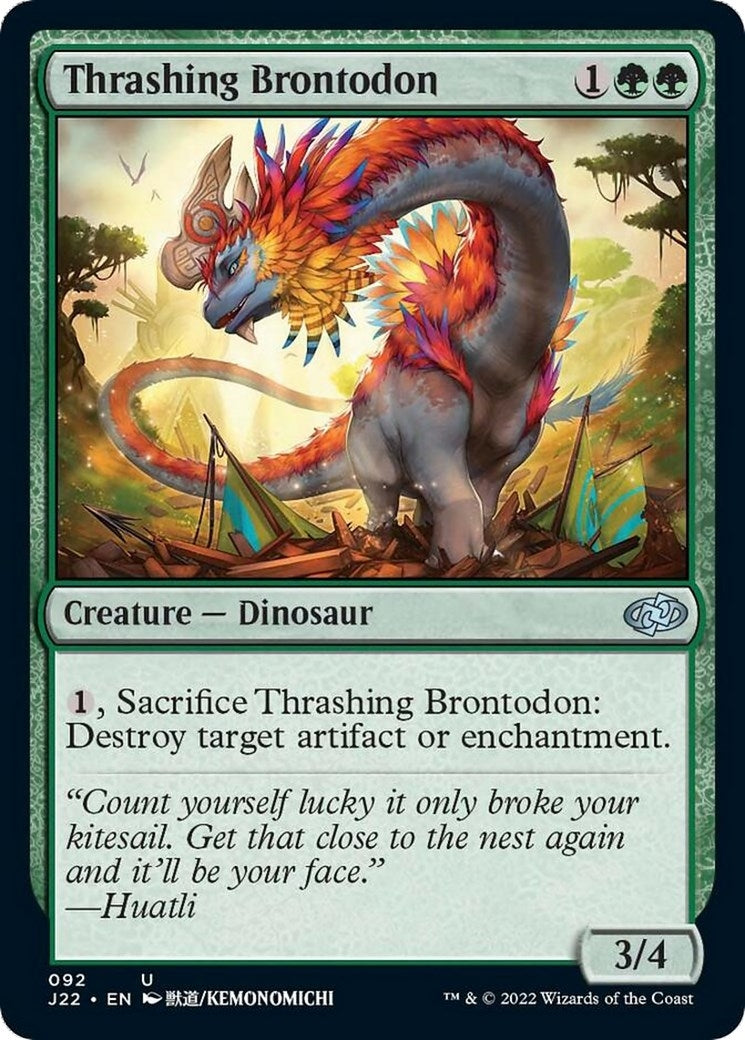Image for Thrashing Brontodon (92) [Jumpstart 2022] - Magic: The Gathering