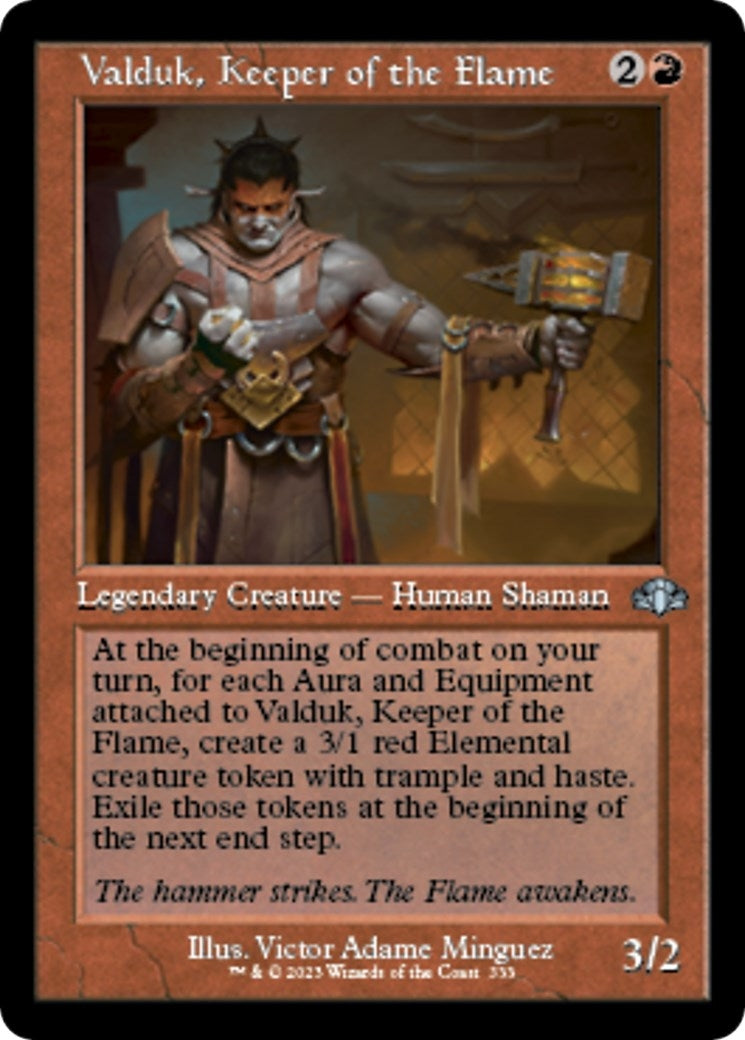 Image for Valduk, Keeper of the Flame (Retro Frame) (333) [Dominaria Remastered] - Magic: The Gathering