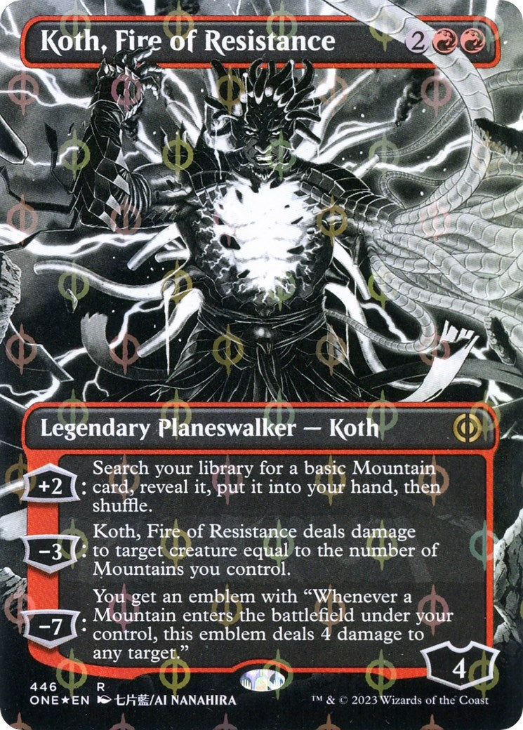 Image for Koth, Fire of Resistance (Borderless) (Step-and-Compleat Foil) (446) [Phyrexia: All Will Be One] - Magic: The Gathering