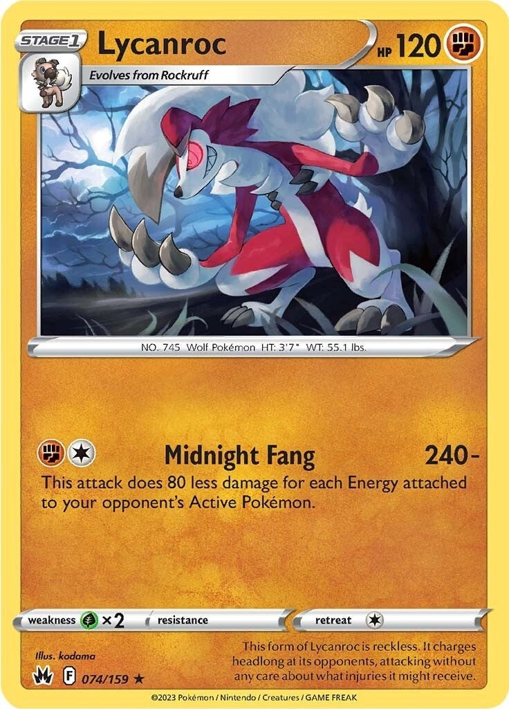 Image for Lycanroc (074/159) [Crown Zenith] - Pokemon