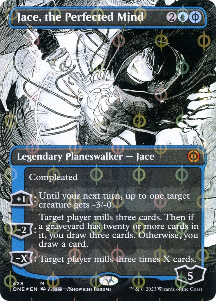 Image for Jace, the Perfected Mind (Borderless) (Step-and-Compleat Foil) (428) [Phyrexia: All Will Be One] - Magic: The Gathering