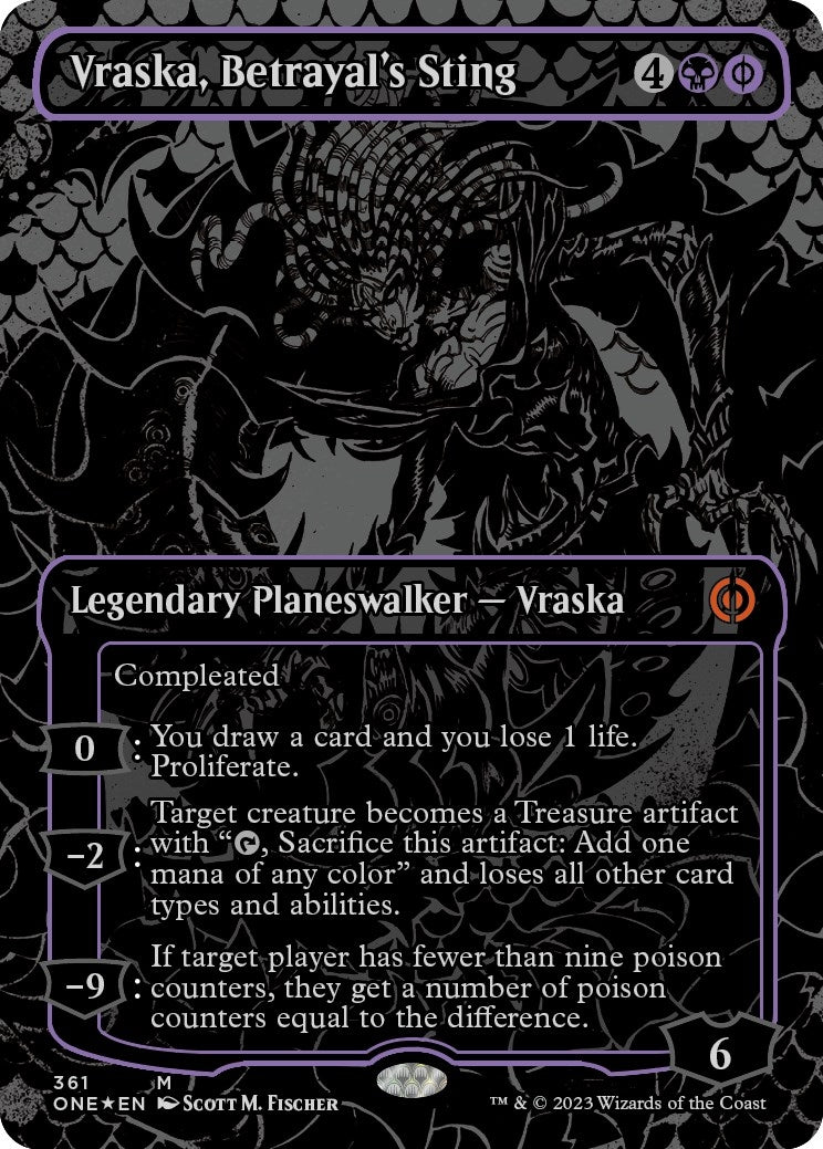 Image for Vraska, Betrayal's Sting (Oil Slick Raised Foil) (361) [Phyrexia: All Will Be One] - Magic: The Gathering