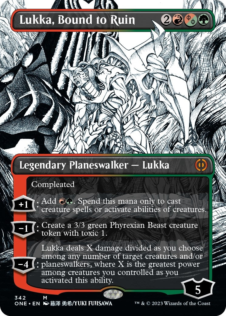 Image for Lukka, Bound to Ruin (Borderless) (342) [Phyrexia: All Will Be One] - Magic: The Gathering