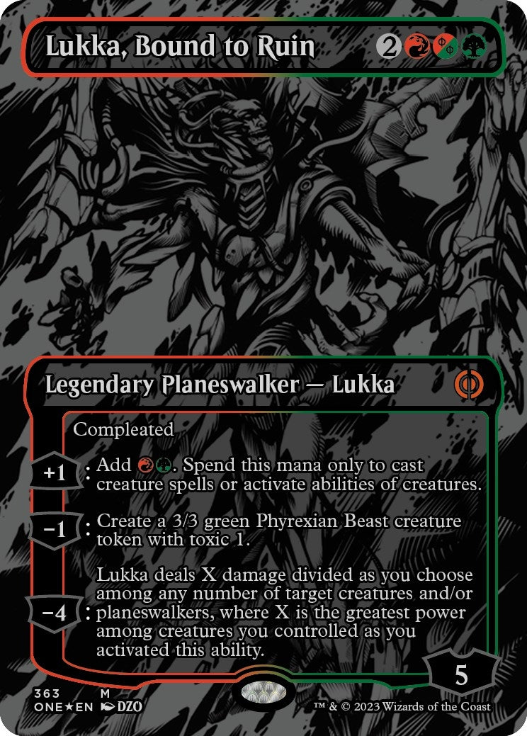 Image for Lukka, Bound to Ruin (Oil Slick Raised Foil) (363) [Phyrexia: All Will Be One] - Magic: The Gathering