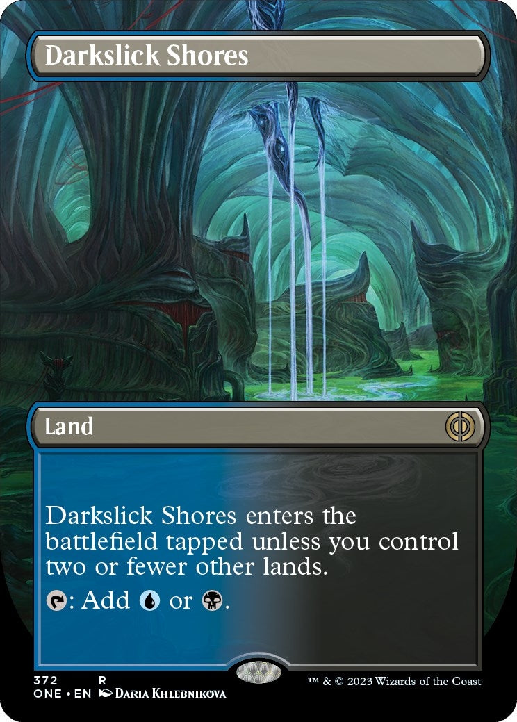 Image for Darkslick Shores (Borderless) (372) [Phyrexia: All Will Be One] - Magic: The Gathering
